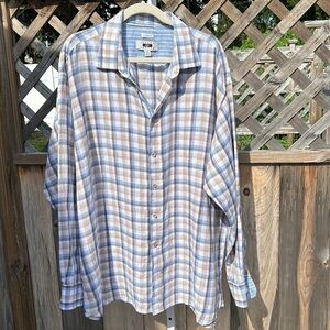Joseph Abboud Classic Fit Linen Plaid Shirt Size 2X